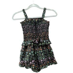 Pink Jewel Flowers By Zoe Girls M 8-10 Rompers Floral Smocked Cami Boho